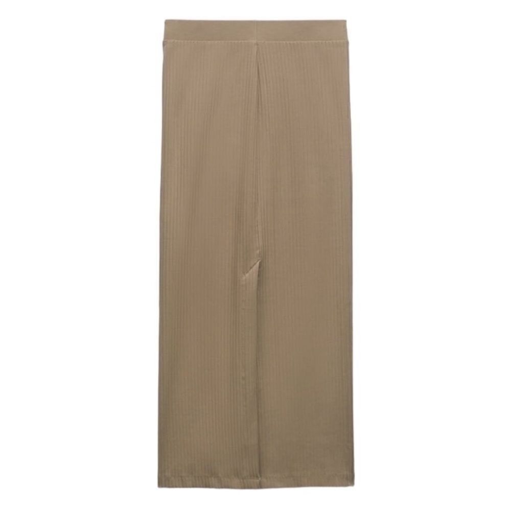 Zara Beige/ Tan Midi Ribbed Skirt(Size Medium)